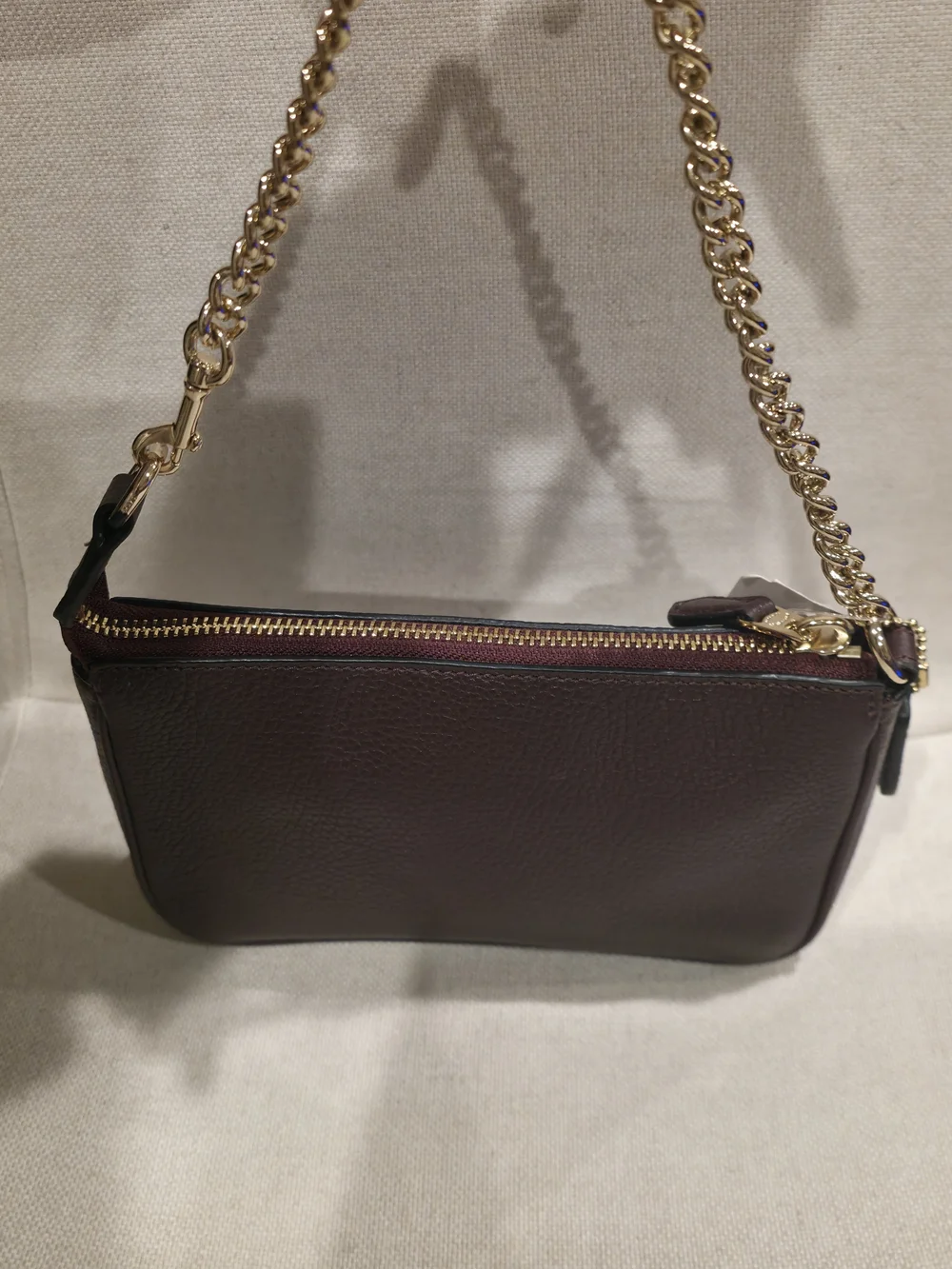 Coach Pebbled Leather Wristlet - Deep Burgundy